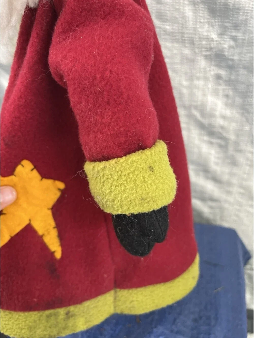 Vintage Handcrafted Santa Claus St Nick Figure On A Stick Hanging Decor